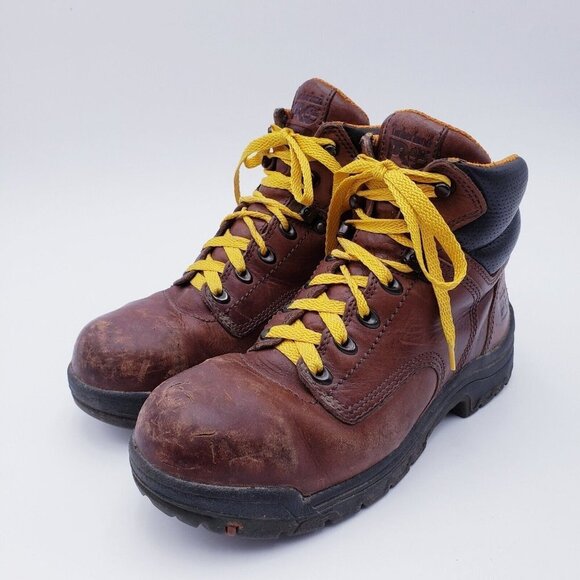 Timberland Pro 358 Work Boots Womens 8.5 Brown Leather Ankle Lace Up Waterproof - Picture 2 of 13